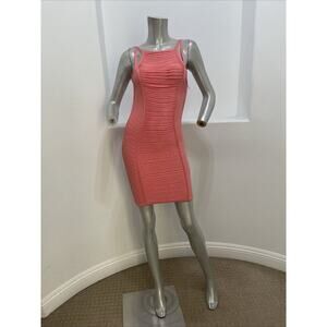 STRETTA Rosie Bandage-Seam Pink Salmon Body con Mini Dress Size S